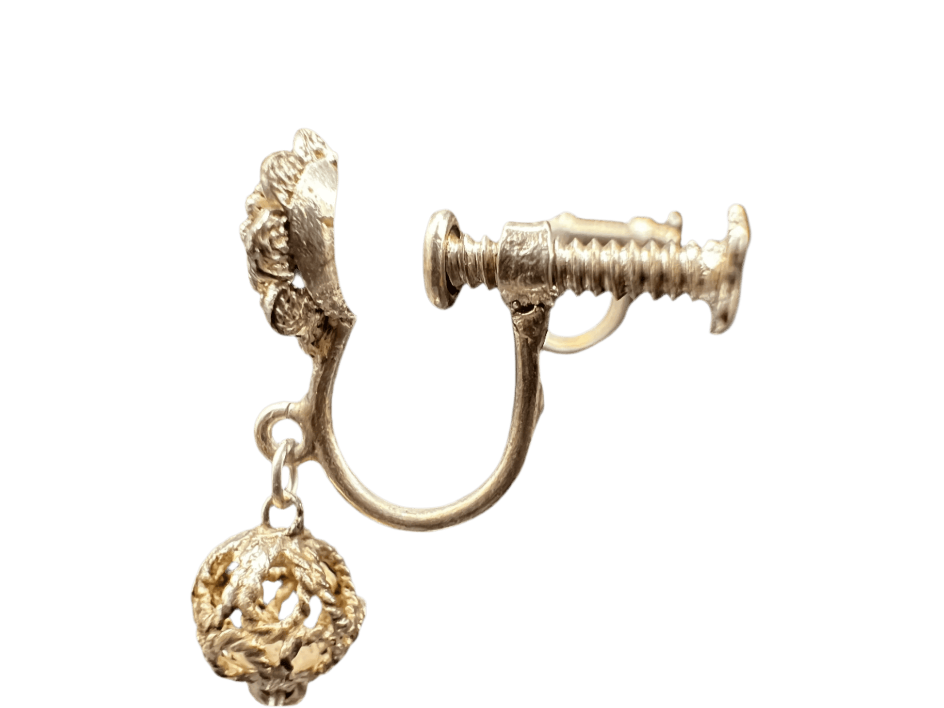 Art Deco Style Red Screw Back Drop Earrings