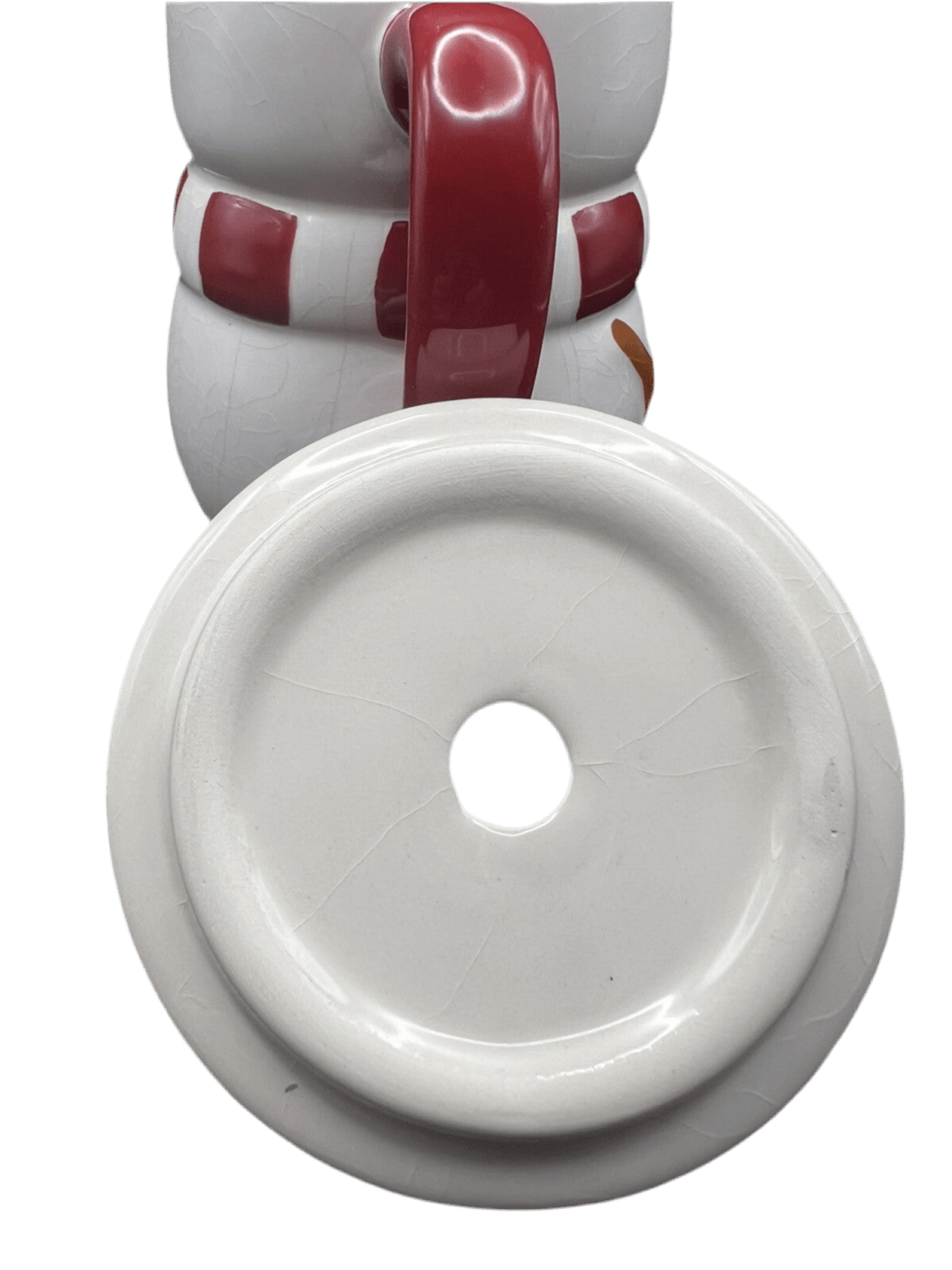 Avon Ceramic Snowman Mug with Lid and Steam Holes