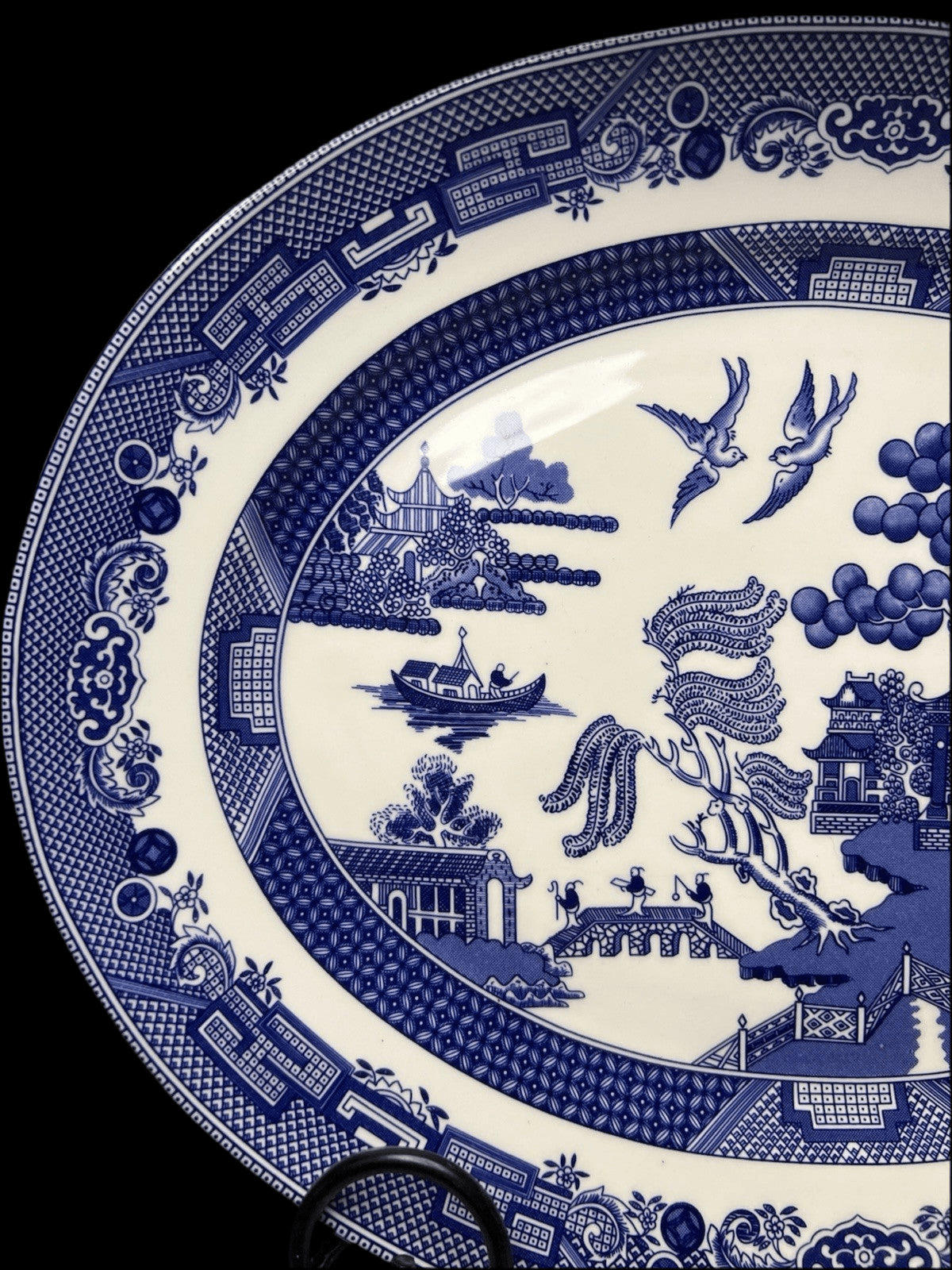 Blue Asian Platter, Vintage Blue Willow 13.78" Serving Plate