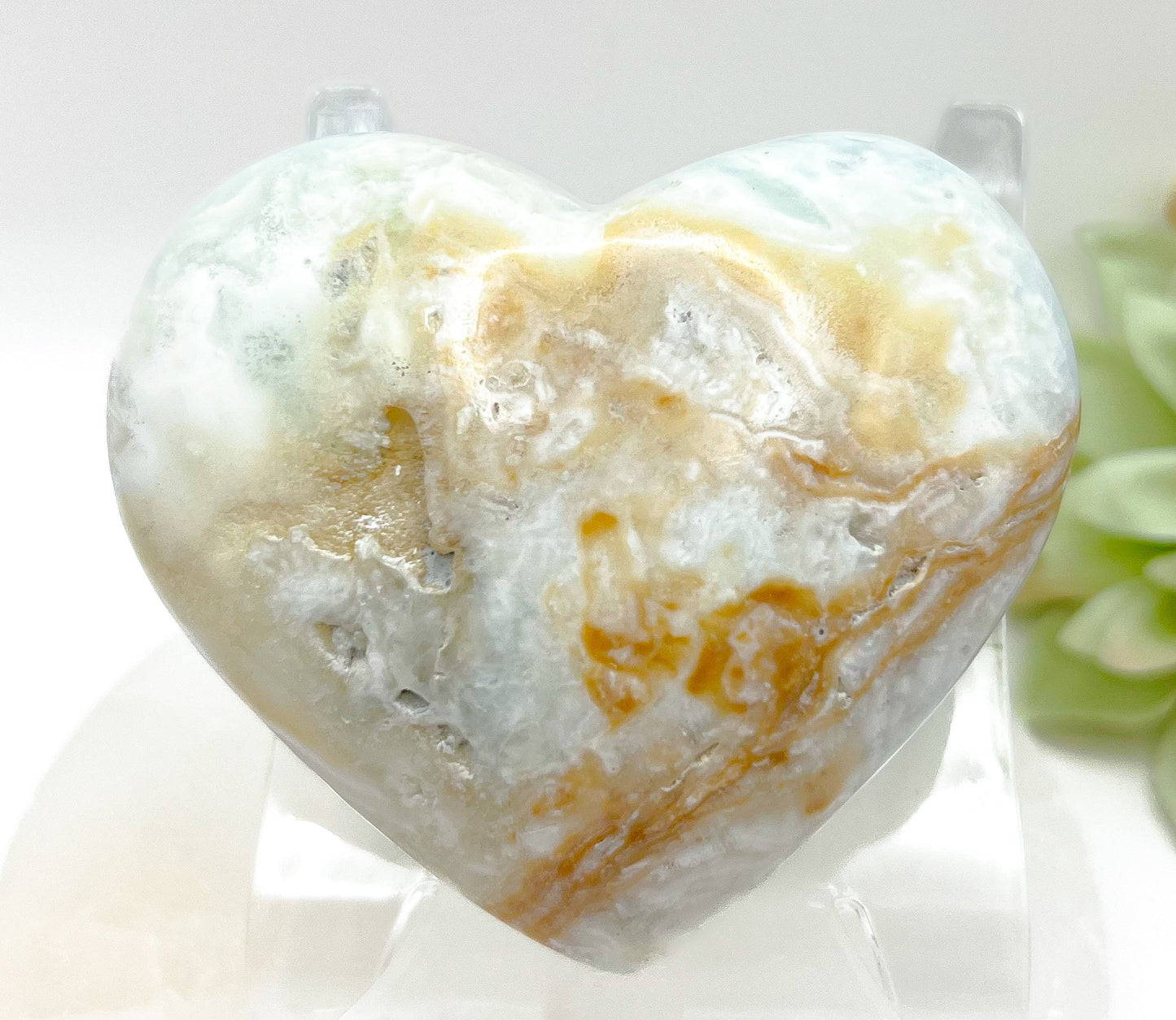 Carribean Calcite (Aragonite) Heart 141g Medium Size 8cm | 2