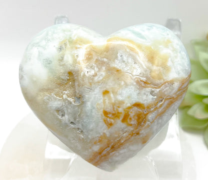 Carribean Calcite (Aragonite) Heart 141g Medium Size 8cm | 2