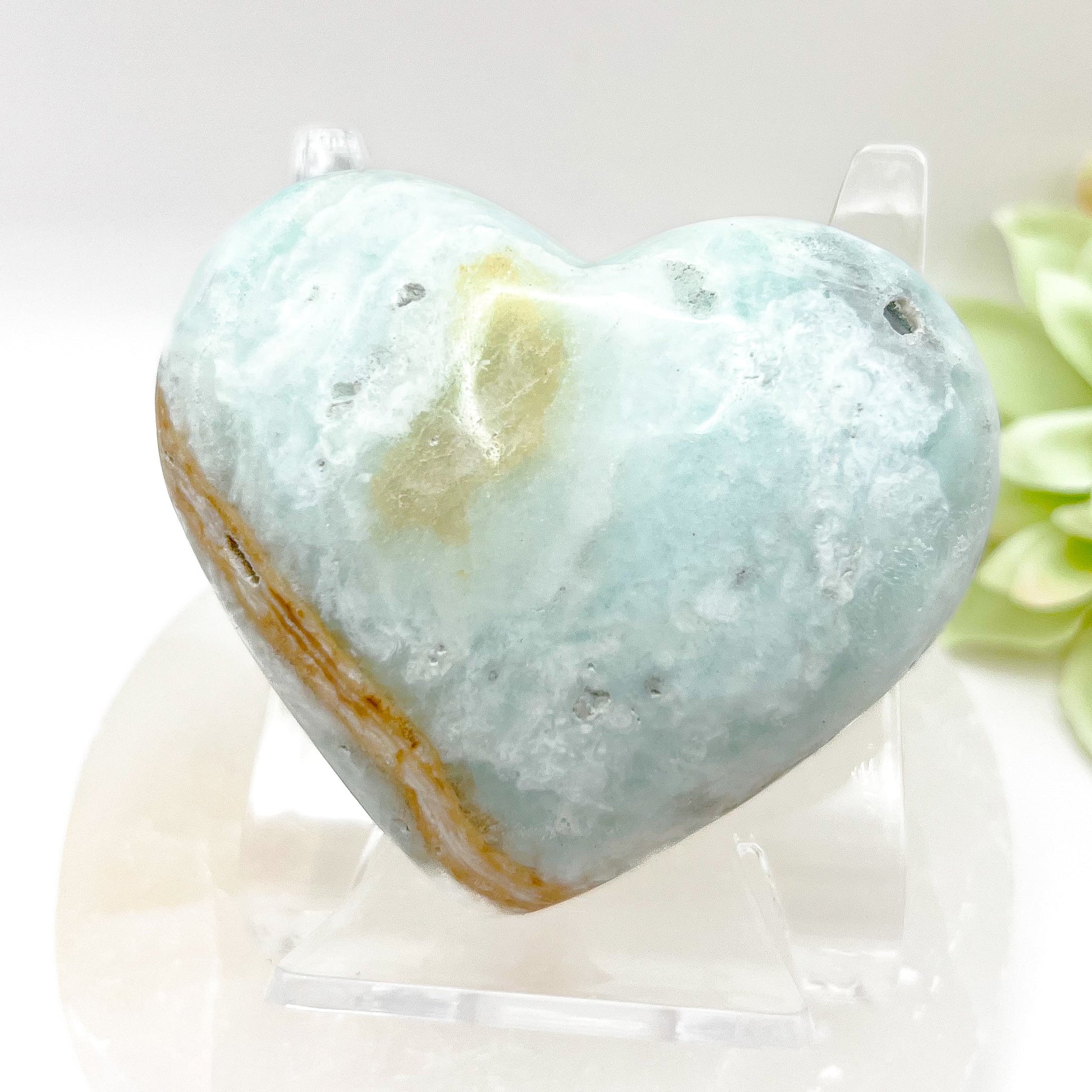 Carribean Calcite (Aragonite) Heart 141g Medium Size 8cm | 2