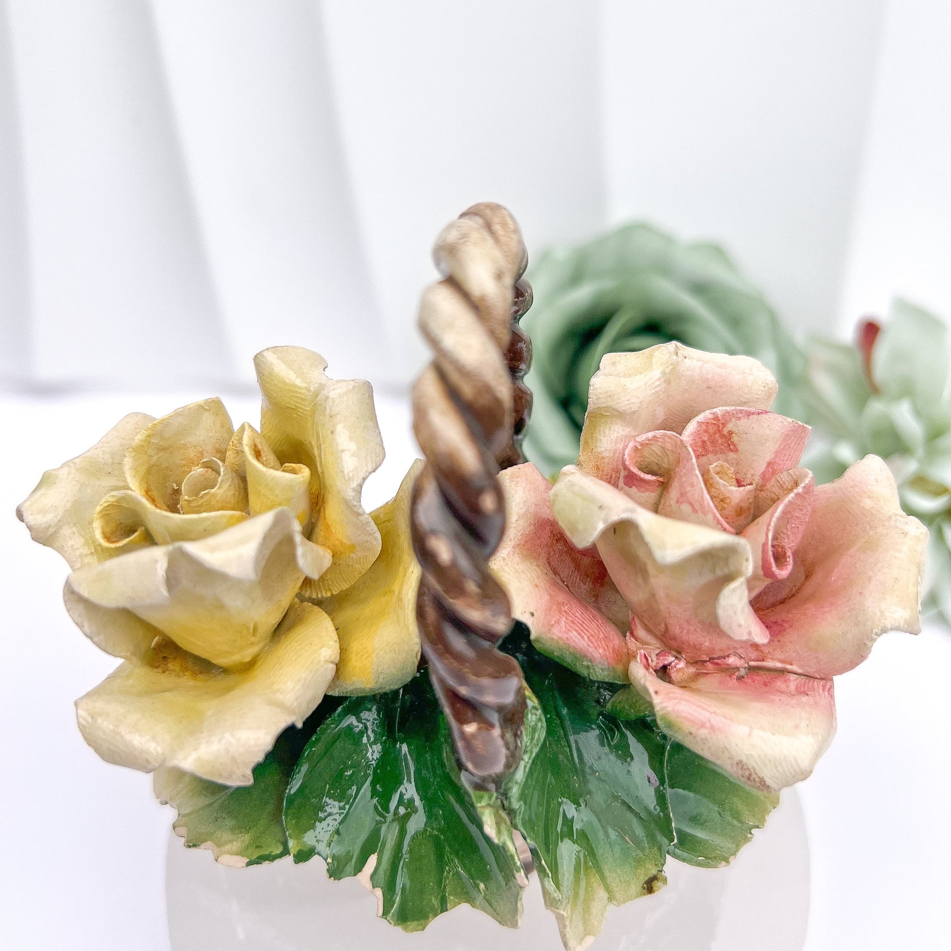 Ceramic Capodimonte - Style Rose Basket