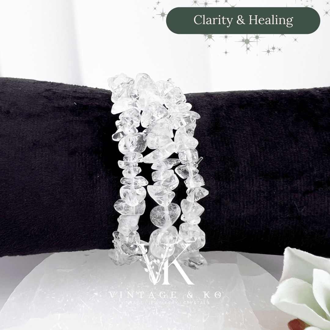 Clear Quartz Crystal Chip Stretch Bracelet
