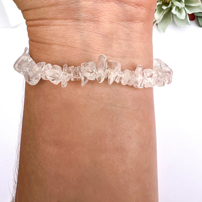 Clear Quartz Crystal Chip Stretch Bracelet