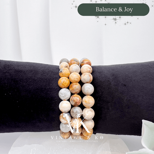 Crazy Agate 8mm Beaded Crystal Bracelet