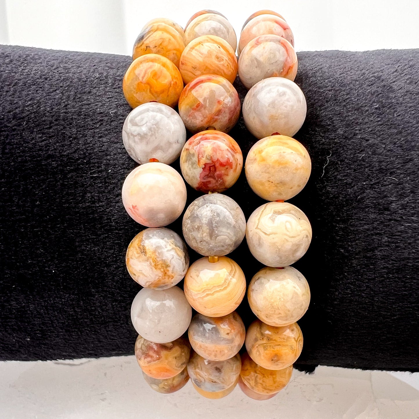 Crazy Agate 8mm Beaded Crystal Bracelet