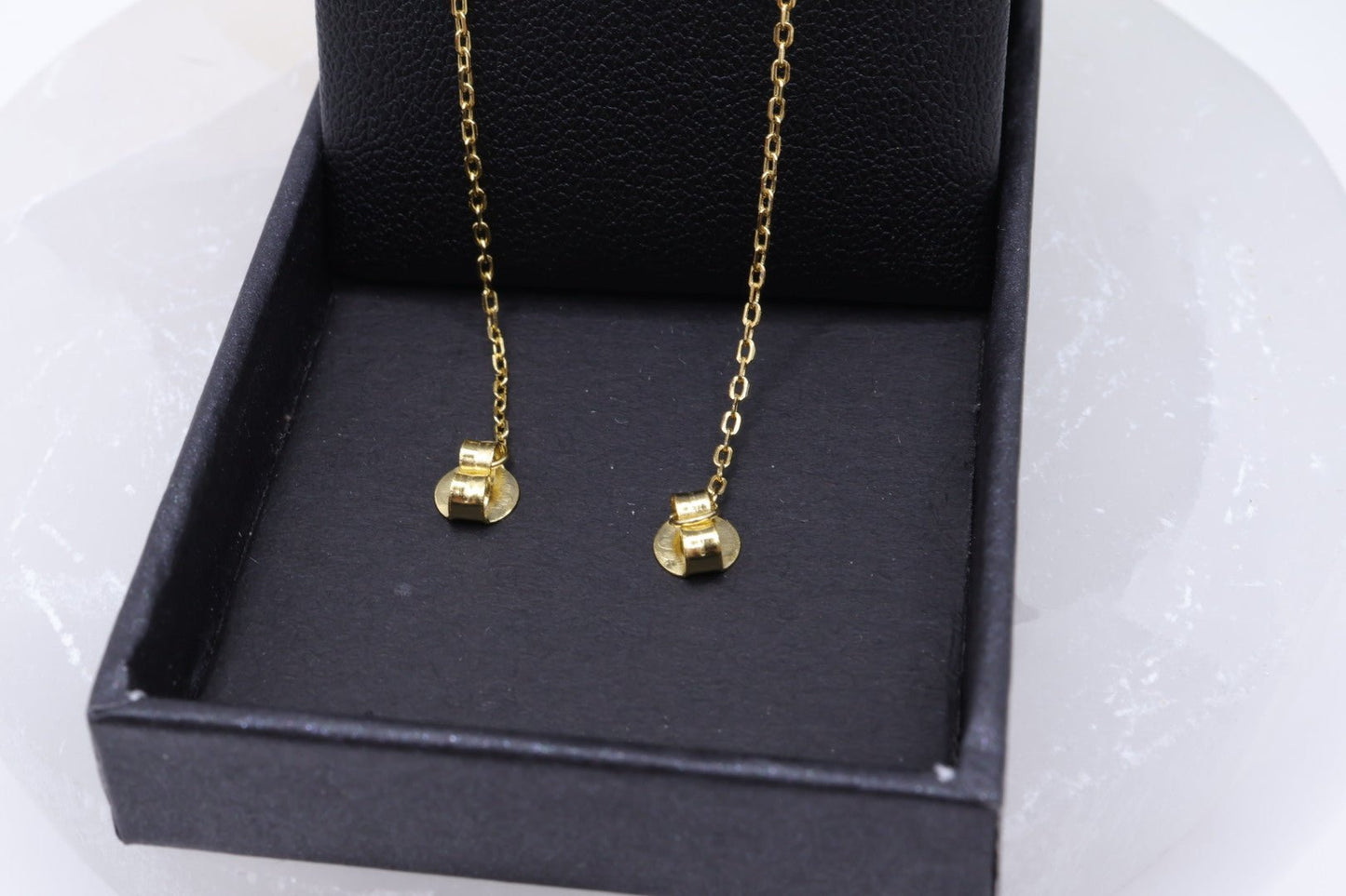 Emerald Green CZ Stud Chain Earrings | Gold - plated .925 Sterling Silver