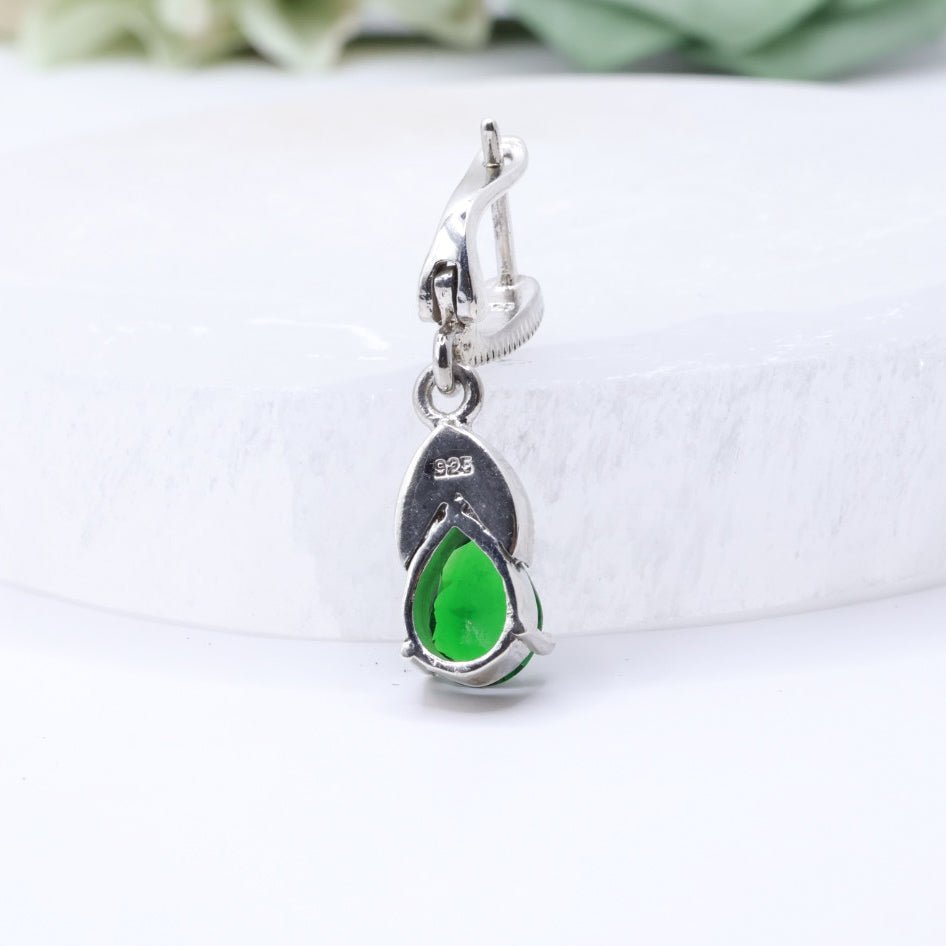 Emerald Green & Marcasite Drop Earrings | .925 Sterling Silver