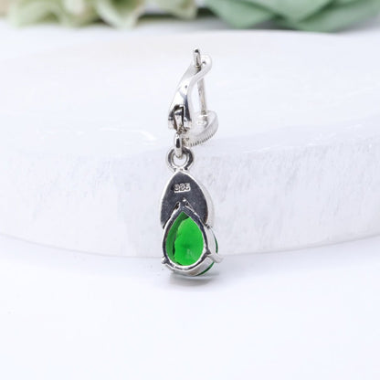 Emerald Green & Marcasite Drop Earrings | .925 Sterling Silver