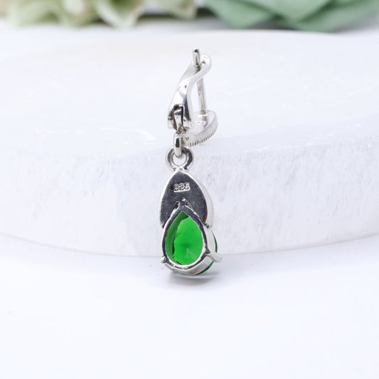 Emerald Green & Marcasite Drop Earrings | .925 Sterling Silver