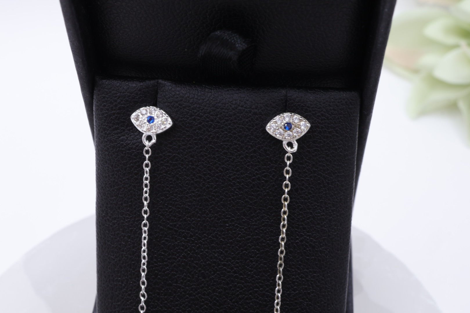 Evil Eye Stud & Hoop Chain Earrings | .925 Sterling Silver