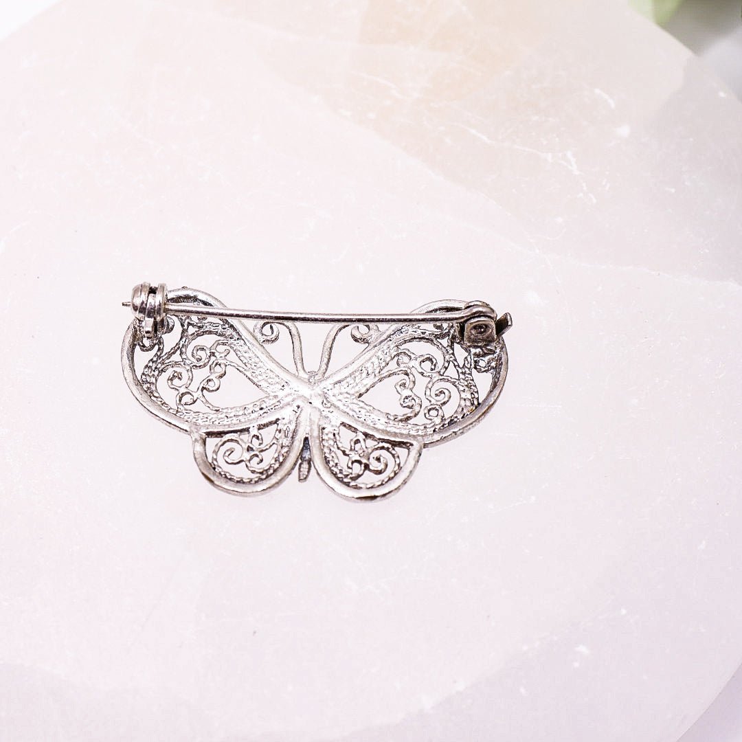 Filigree Silver Butterfly Brooch
