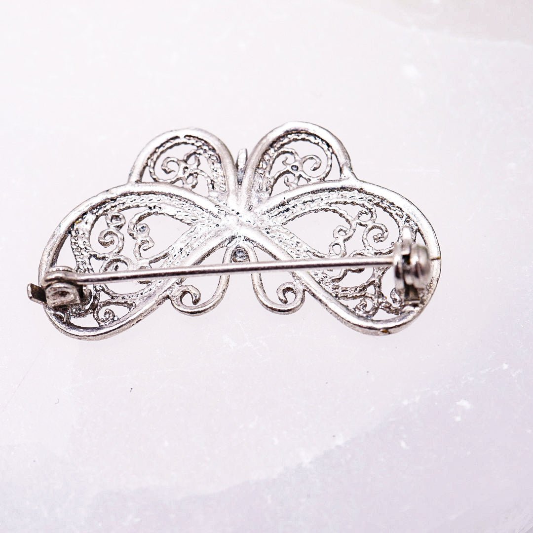 Filigree Silver Butterfly Brooch