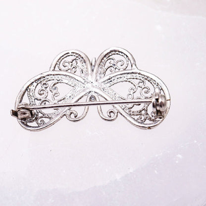 Filigree Silver Butterfly Brooch