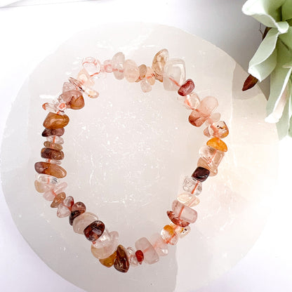 Fire Quartz Crystal Chip Bracelet