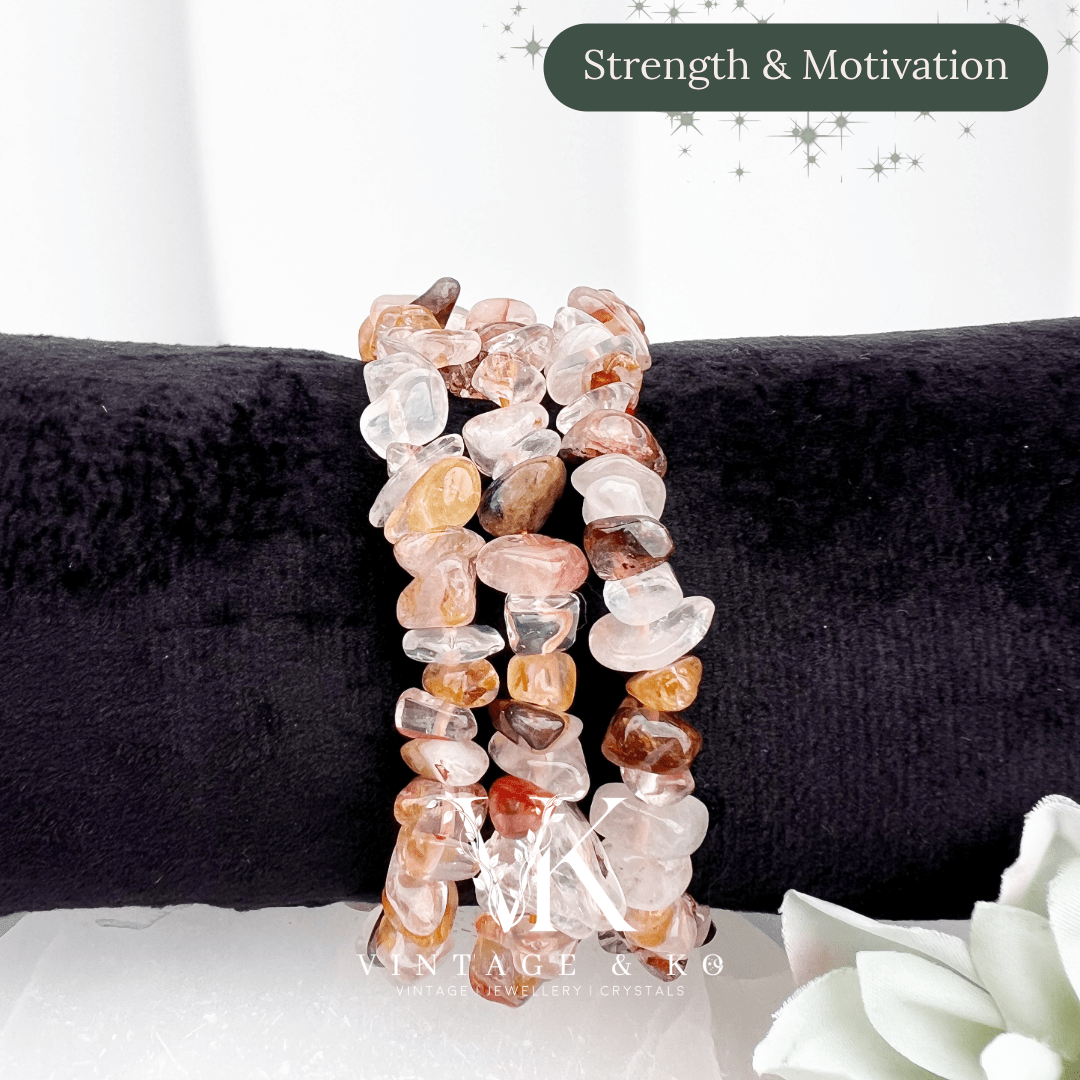 Fire Quartz Crystal Chip Bracelet