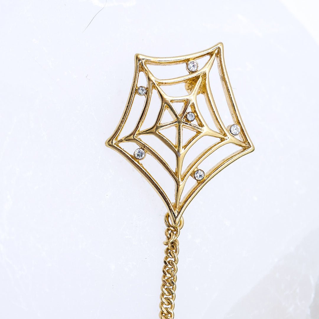 Gold and Black Spiderweb Pin with Spider