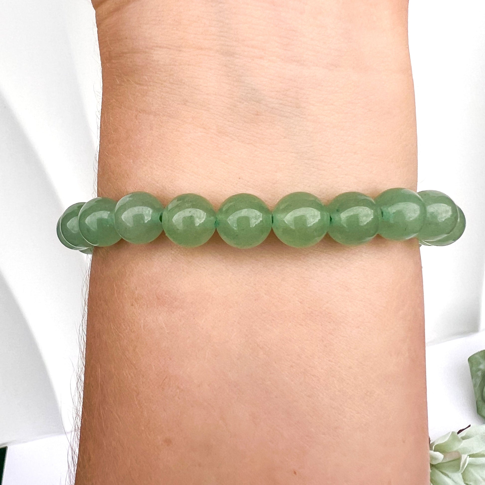 Green Aventurine 8mm Beaded Crystal Bracelet