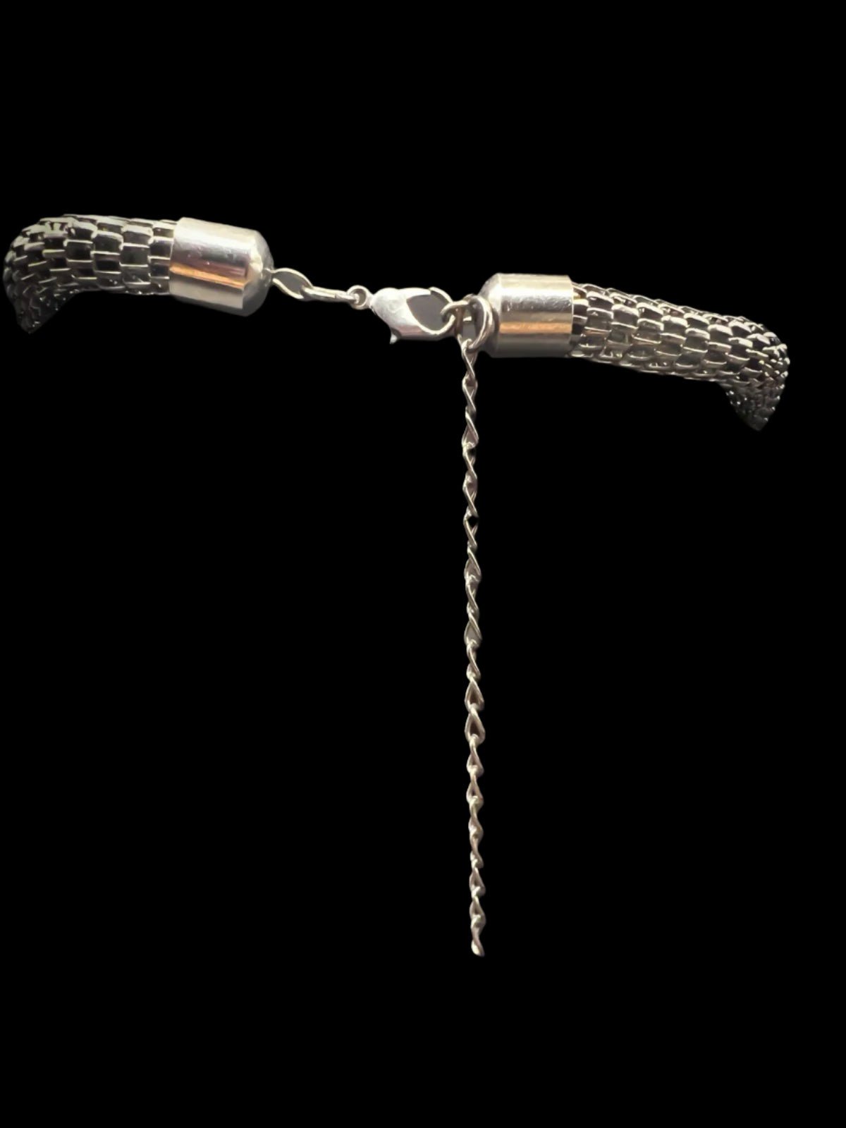 Gun Metal Grey Mesh Beaded Statement Necklace