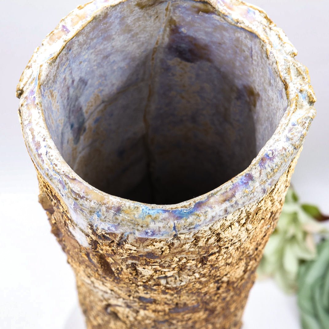 Handmade Studio Stoneware Vase | Iridescent Glazed 943g