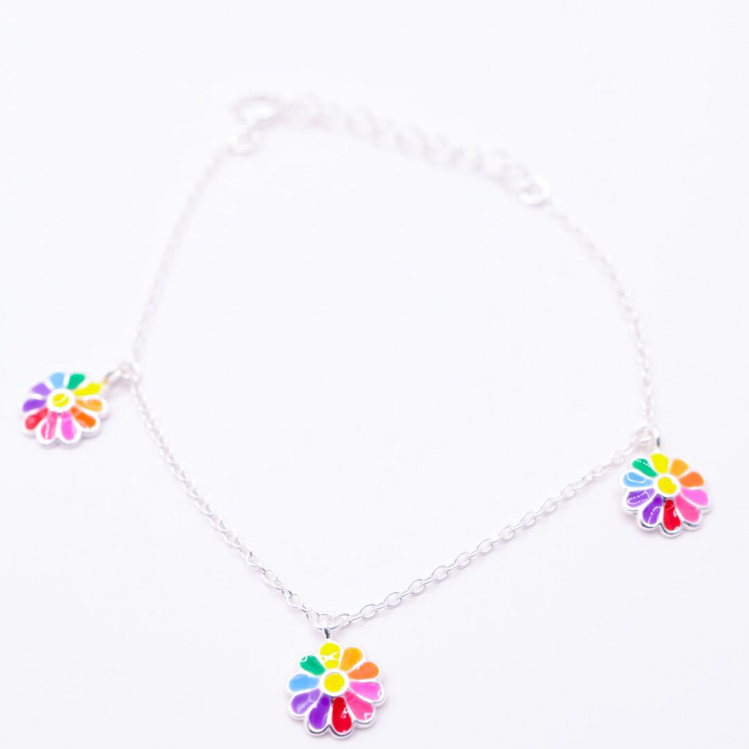 Kids Multicoloured Silver Flower Minimalist Bracelet