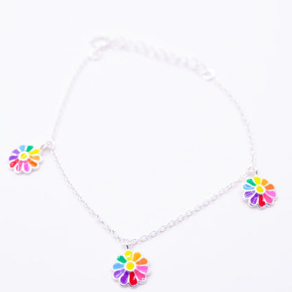 Kids Multicoloured Silver Flower Minimalist Bracelet