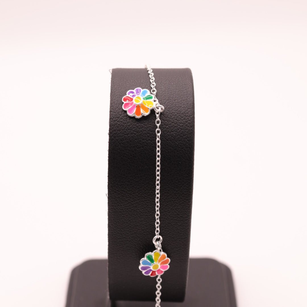 Kids Multicoloured Silver Flower Minimalist Bracelet