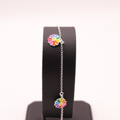 Kids Multicoloured Silver Flower Minimalist Bracelet