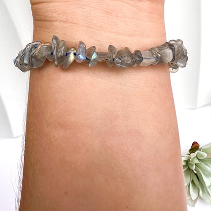 Labradorite Crystal Chip Stretch Bracelet