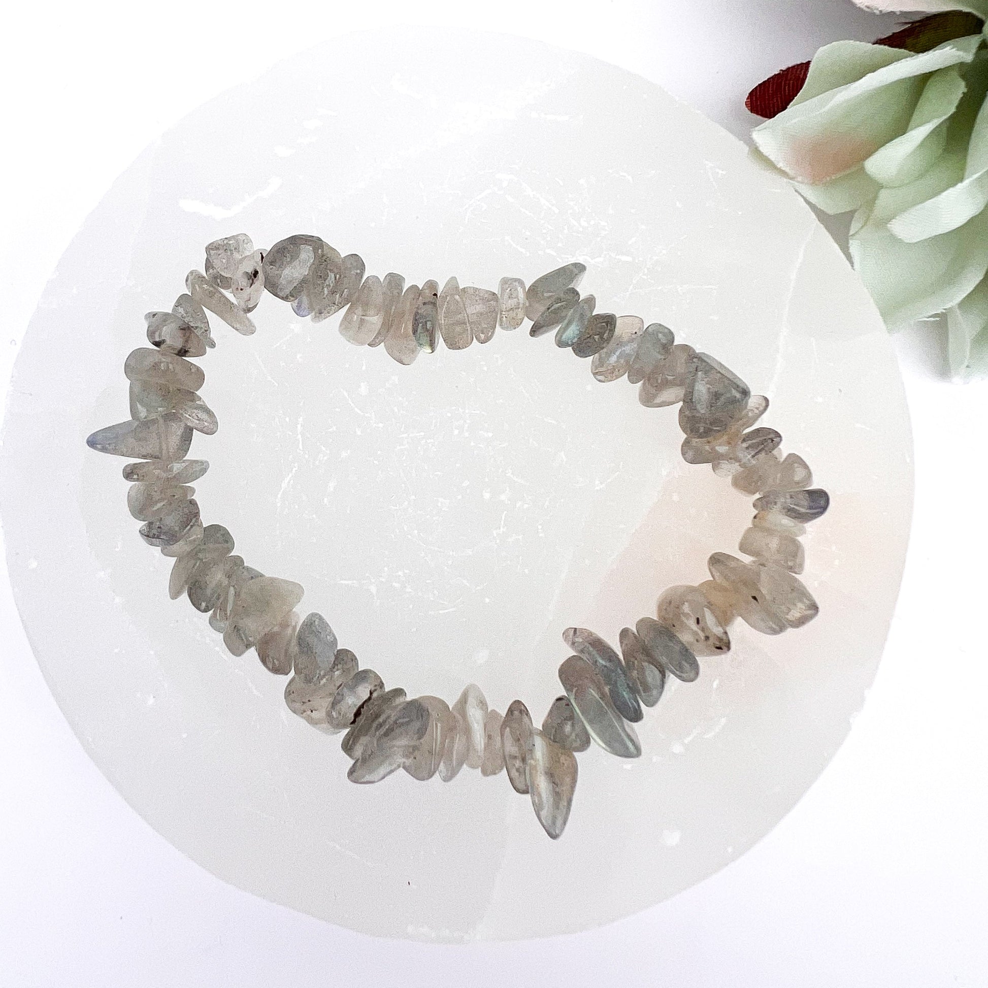 Labradorite Crystal Chip Stretch Bracelet