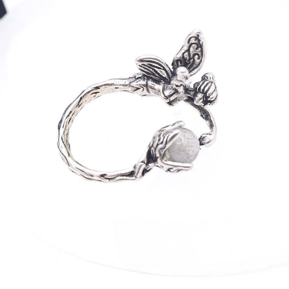 Labradorite Crystal Fairy Adjustable Ring | Stainless Steel