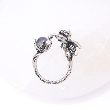 Labradorite Crystal Fairy Adjustable Ring | Stainless Steel