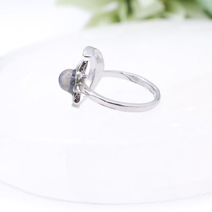 Labradorite Crystal Sun & Moon Adjustable Stainless Steel Ring