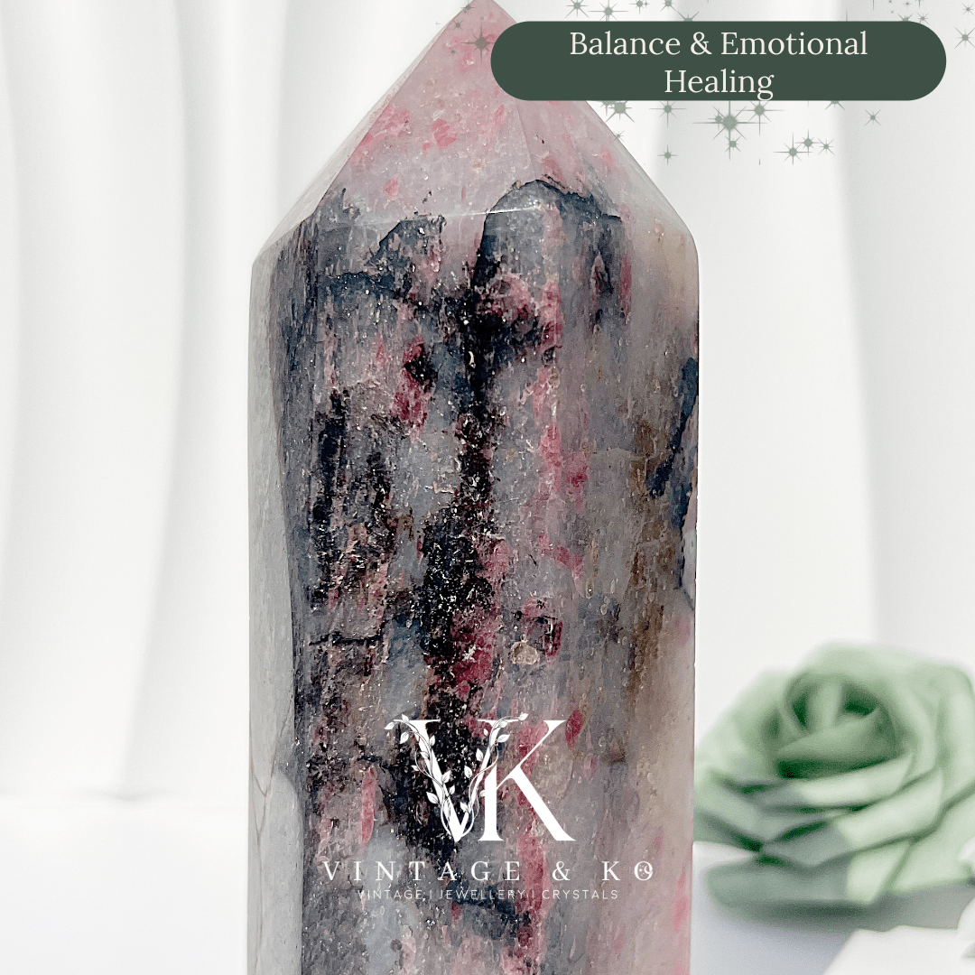 Madagascan Rhodonite with Quartz Tower | Large Size (Approx 16cm) 836g or 892g Imperfect