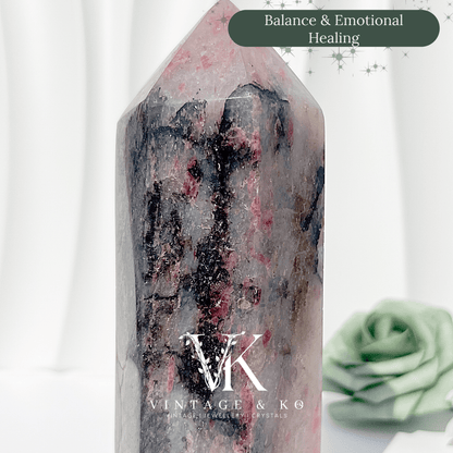 Madagascan Rhodonite with Quartz Tower | Large Size (Approx 16cm) 836g or 892g Imperfect