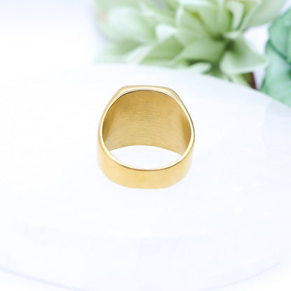 Mens Gold Toned Stainless Steel Signet Ring