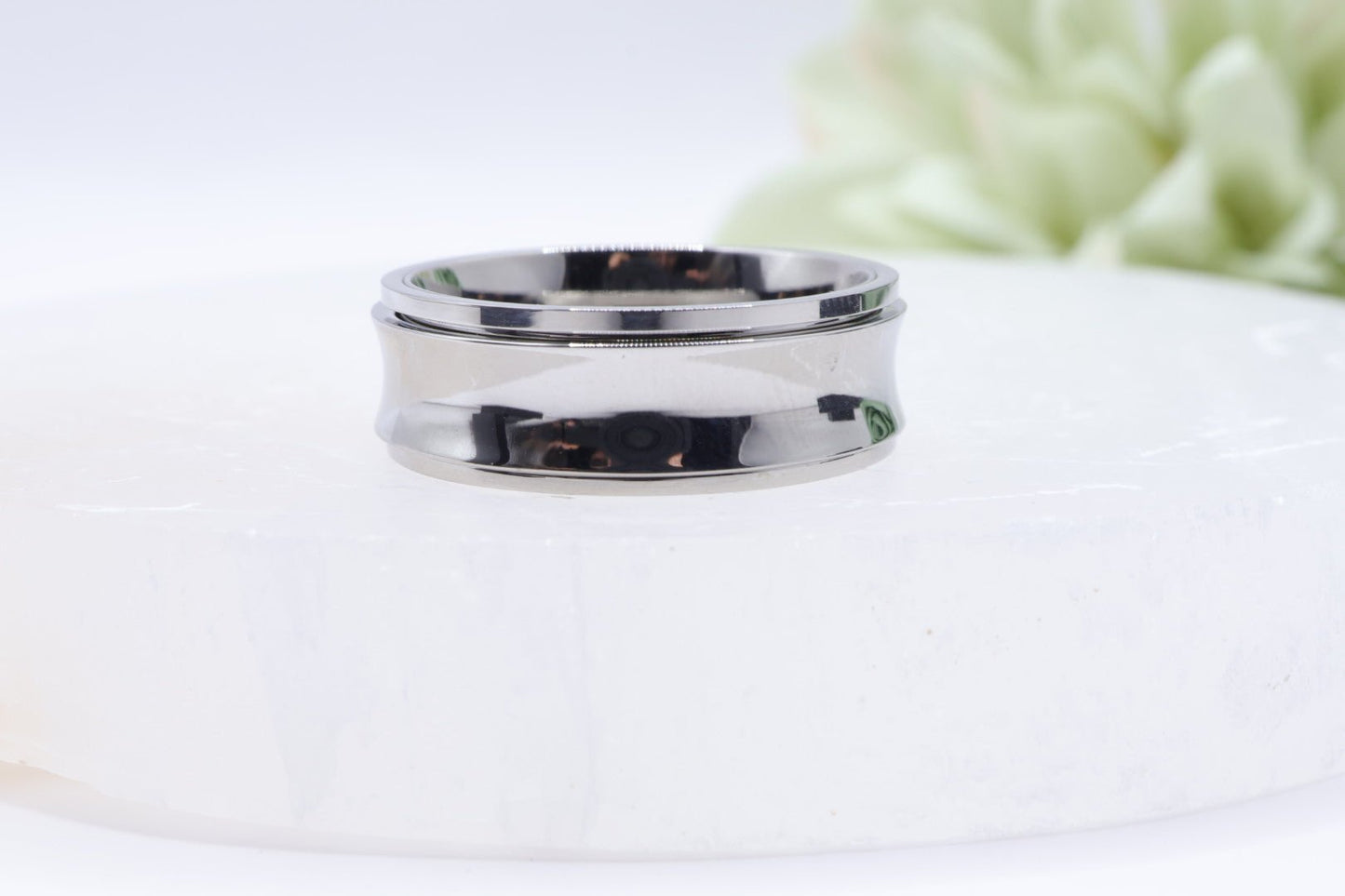 Mens Stainless Steel Rotating Fidget Ring