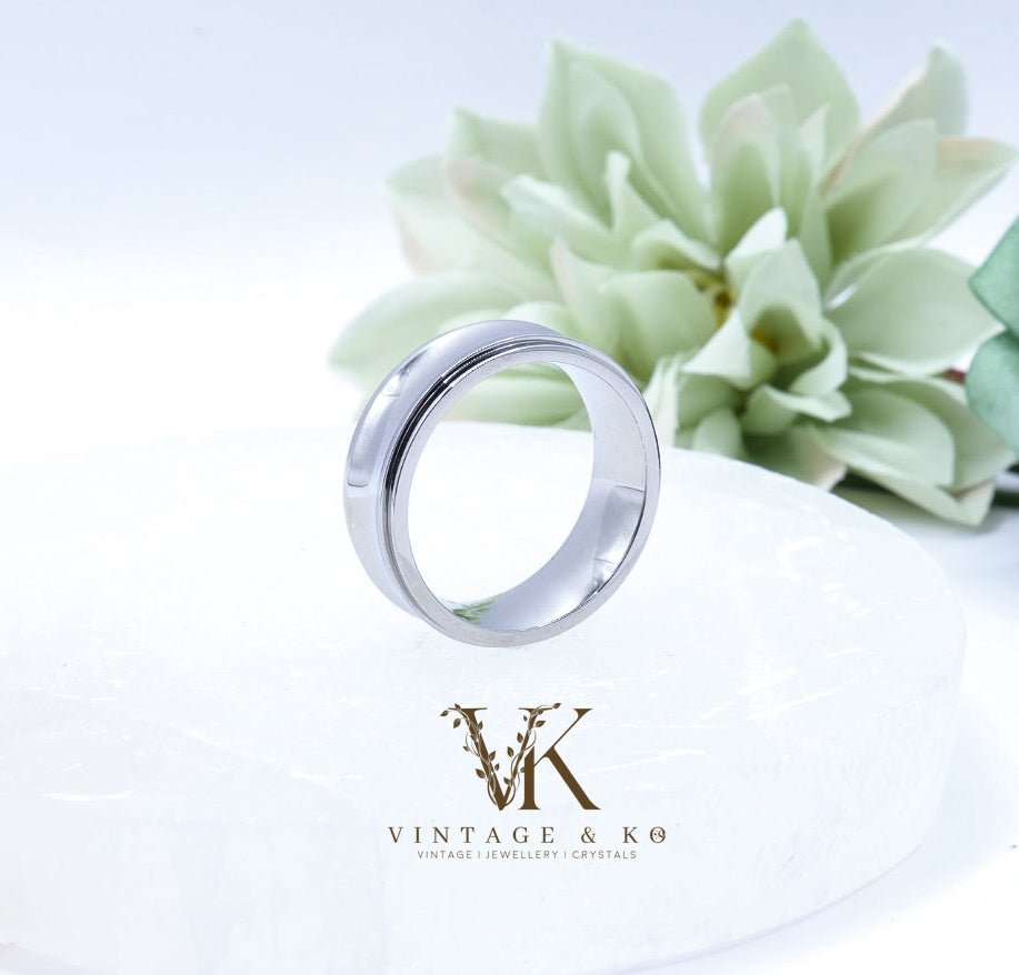 Mens Stainless Steel Rotating Fidget Ring