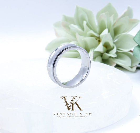 Mens Stainless Steel Rotating Fidget Ring