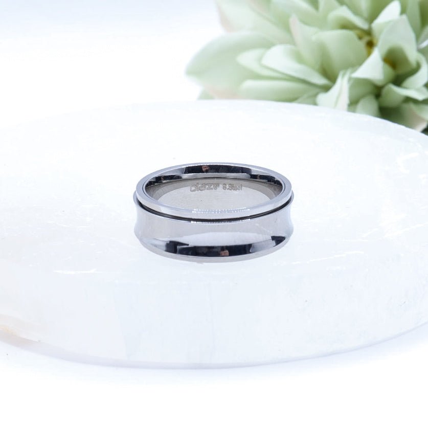 Mens Stainless Steel Rotating Fidget Ring