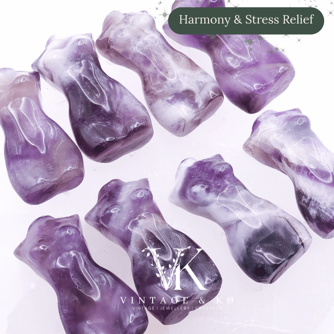 Mini Purple Chevron Amethyst Goddess Carving 3cm | Intuitively Chosen