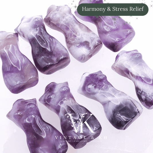 Mini Purple Chevron Amethyst Goddess Carving 3cm | Intuitively Chosen