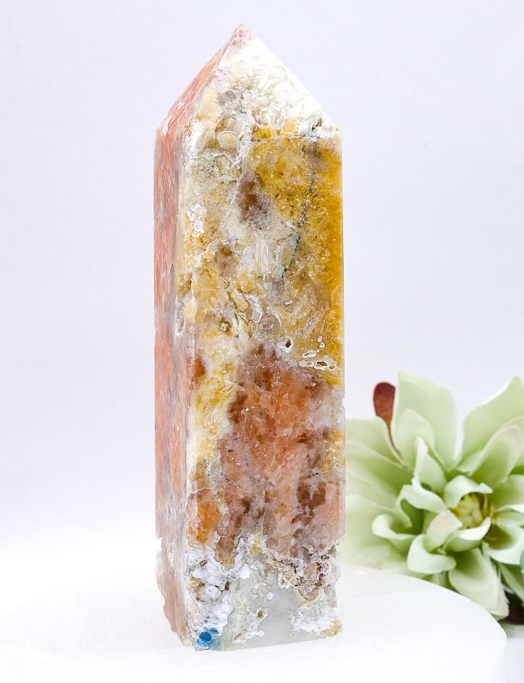 Orange Calcite/Apatite Crystal Point Medium Size 11cm | 2 222g