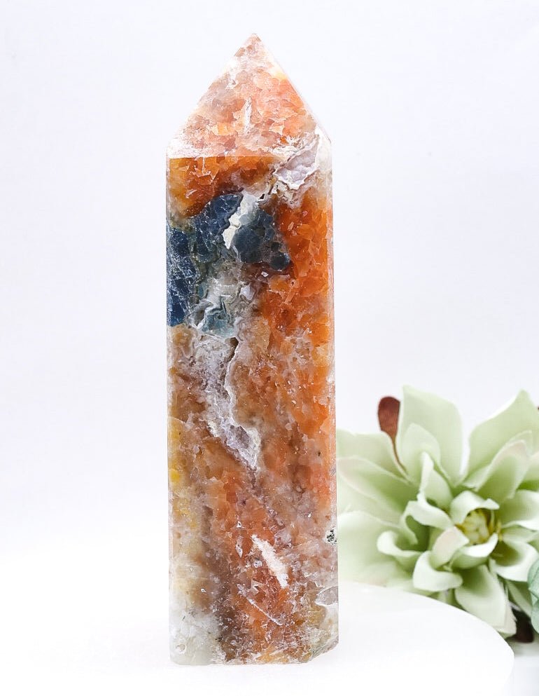Orange Calcite/Apatite Crystal Point Medium Size 11cm | 2 222g