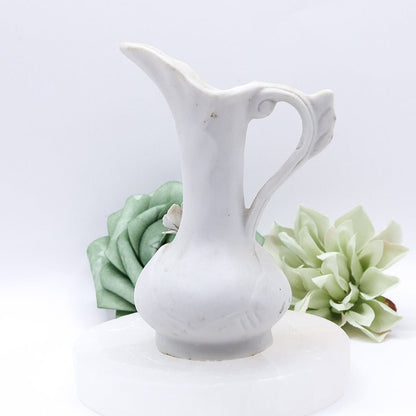 Pair of Floral Mini Bud Vases with Gold Trim And Handles