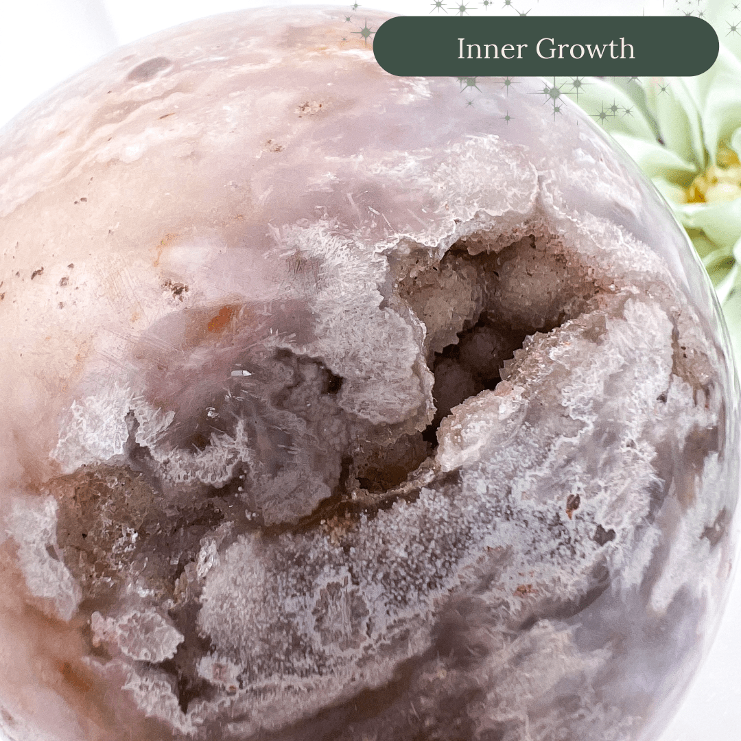 Pink Flower Agate Spheres with Druzy