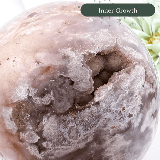 Pink Flower Agate Spheres with Druzy