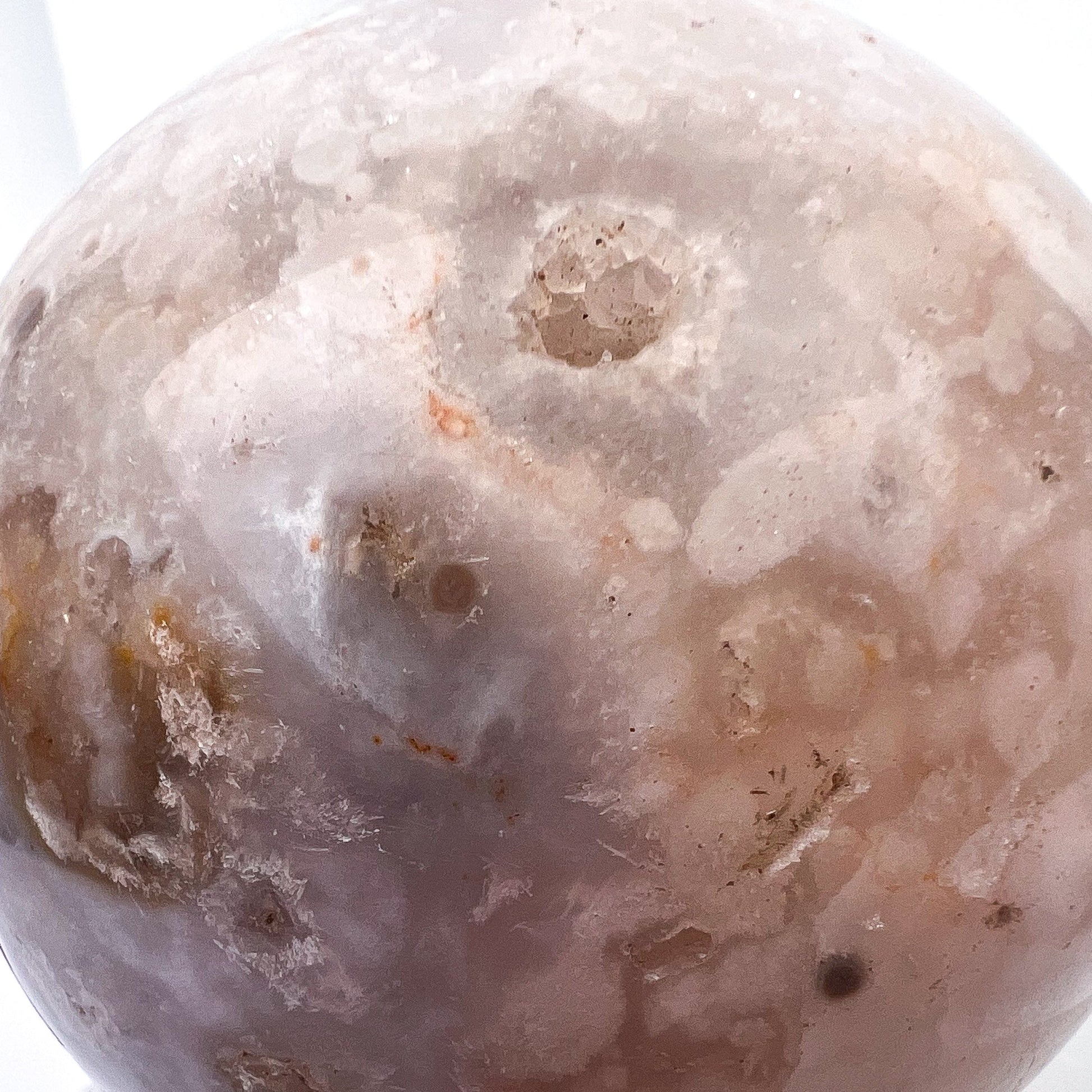 Pink Flower Agate Spheres with Druzy