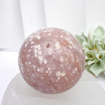 Pink Flower Agate Spheres with Druzy